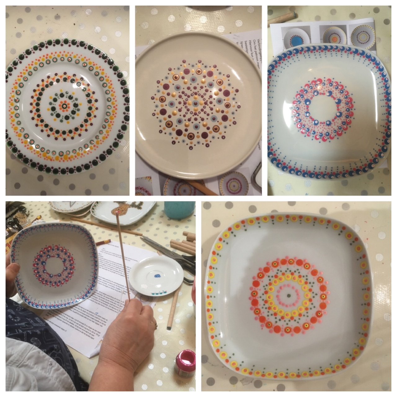 Workshop: servies stippen met kleur