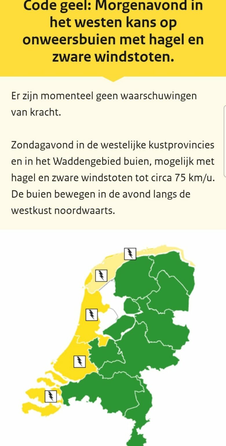Zondag code geel, de weergoden verzieken terrasjesweer met regen/hagel